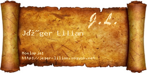 Jéger Lilian névjegykártya